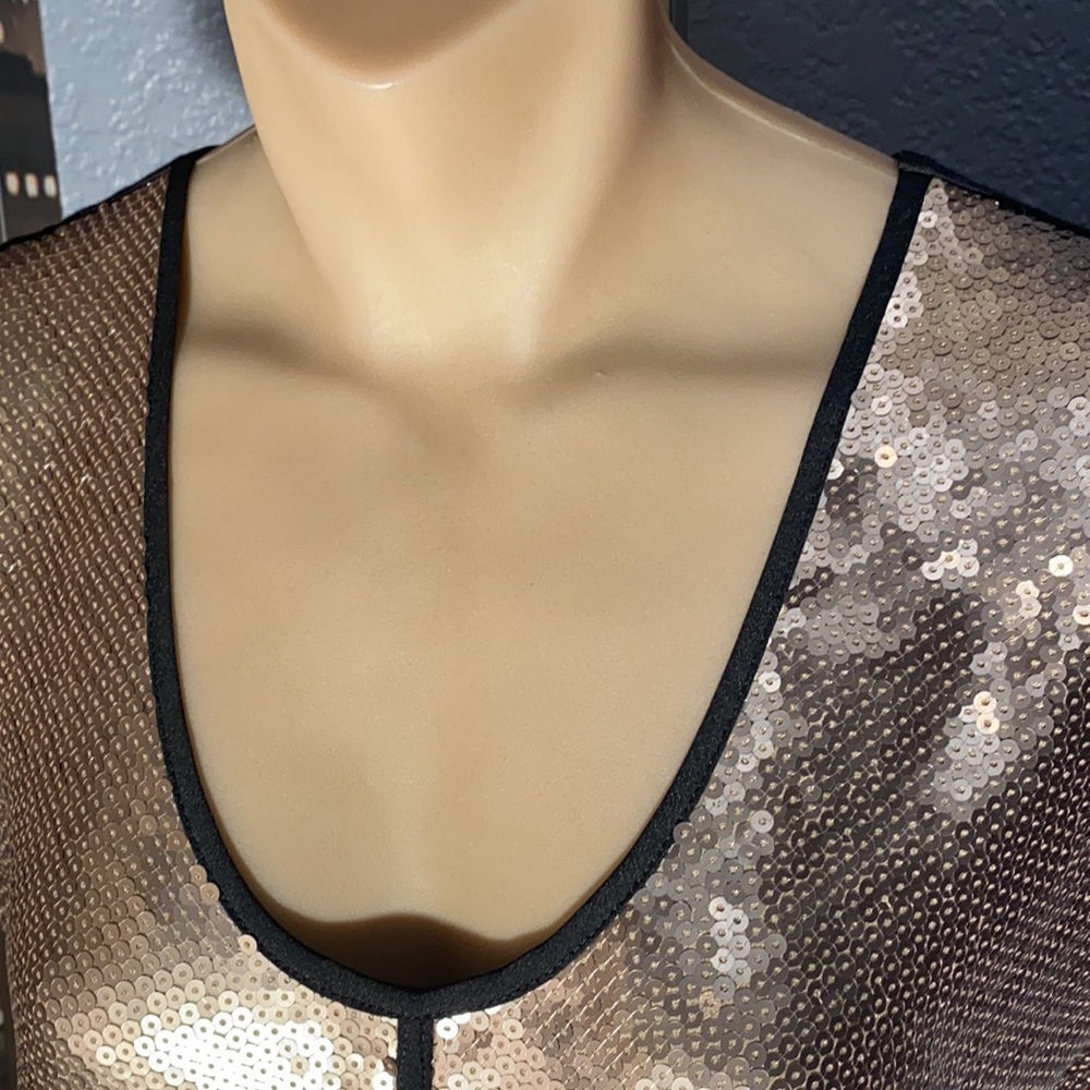 CALVIN KLEIN - NWT - sequin gold tank w black spandex back - L - Picture 7 of 16